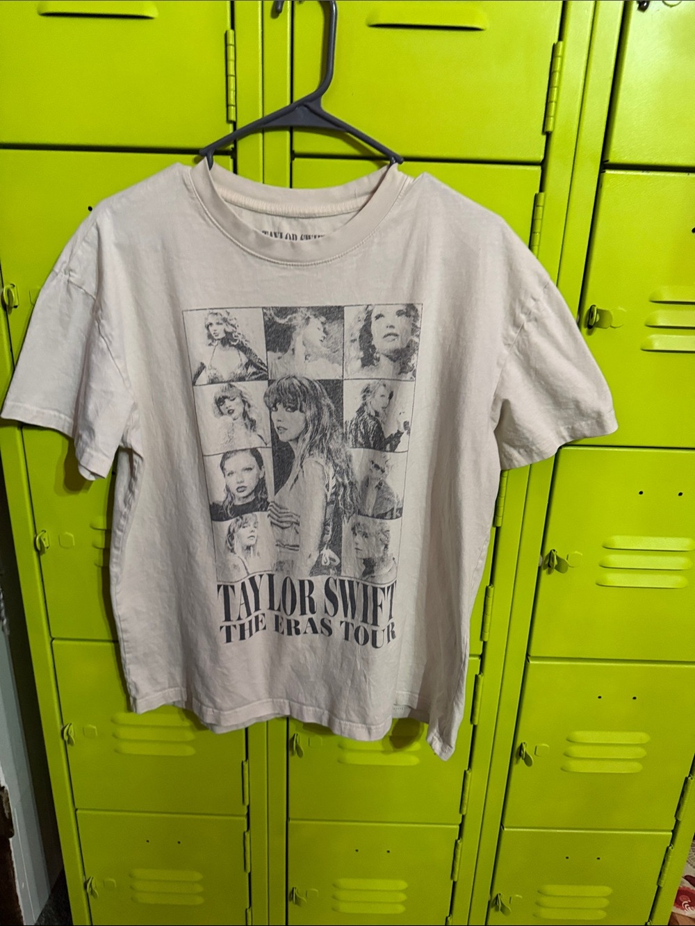 Taylor Swift Eras Graphic Tour Tee in Light Beige with Black Print